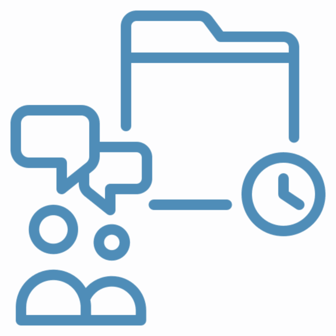 Outline of a person with speech bubbles and circles, symbolizing communication.