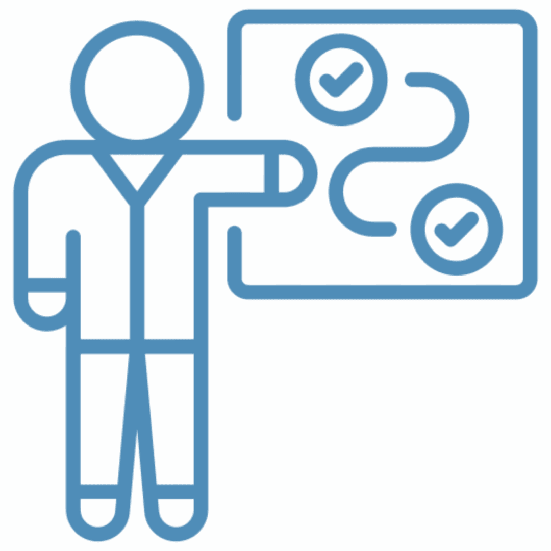 Icon of a person with a speech bubble.
